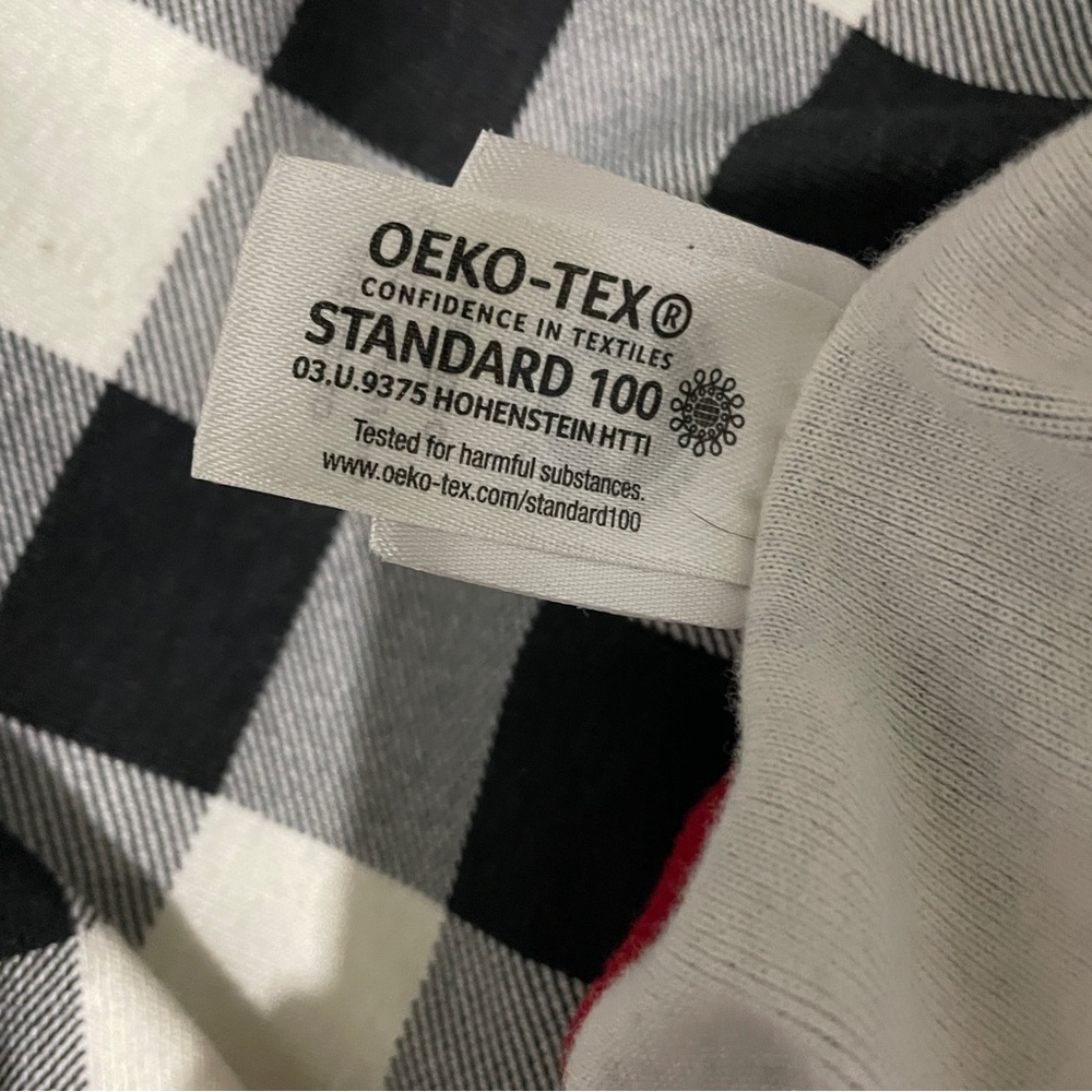 Hanna Andersson Black and White Checkered Pajamas with Red Trim, M - Picture 13 of 13